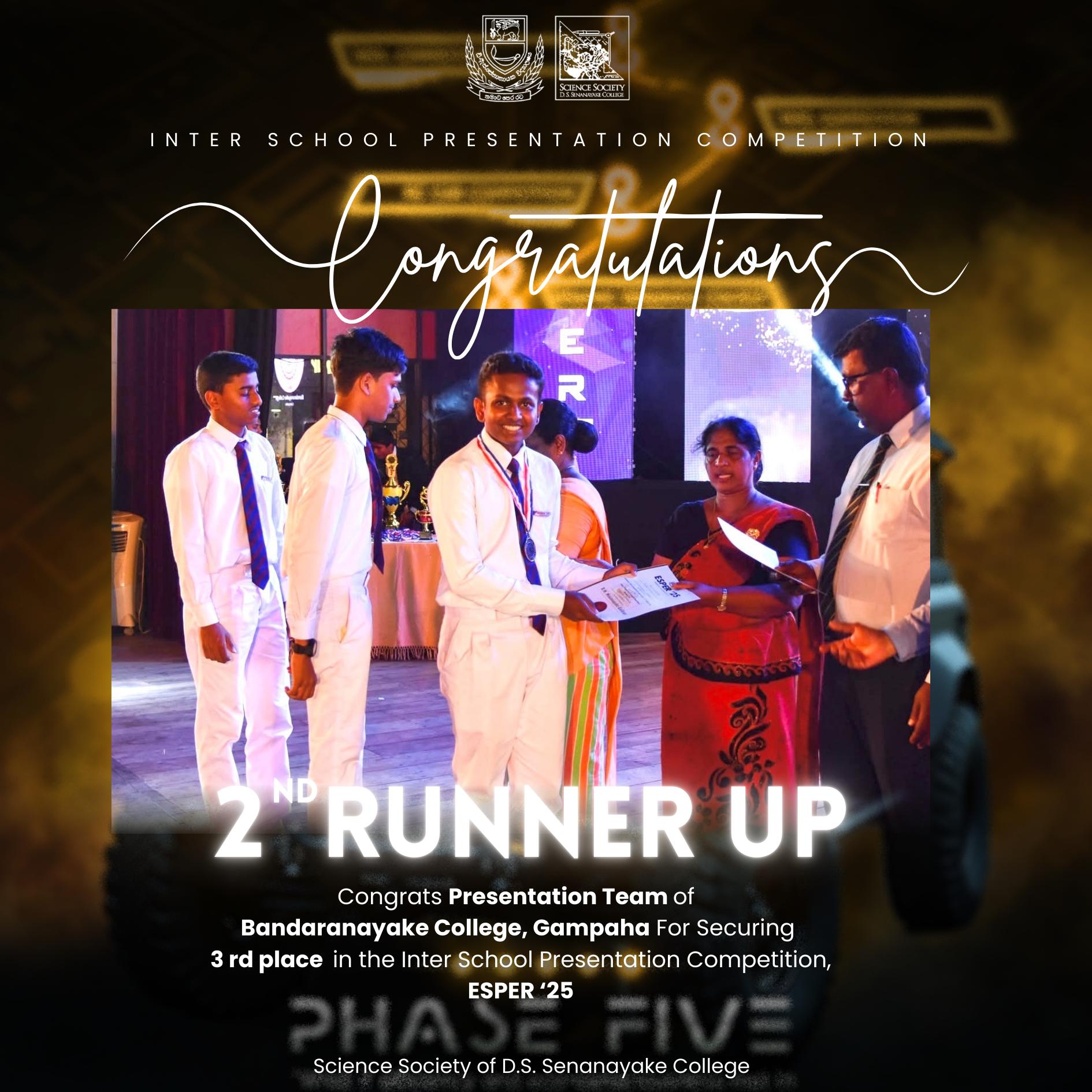Bandaranayake College Science Society achievements including awards, recognitions, and milestones